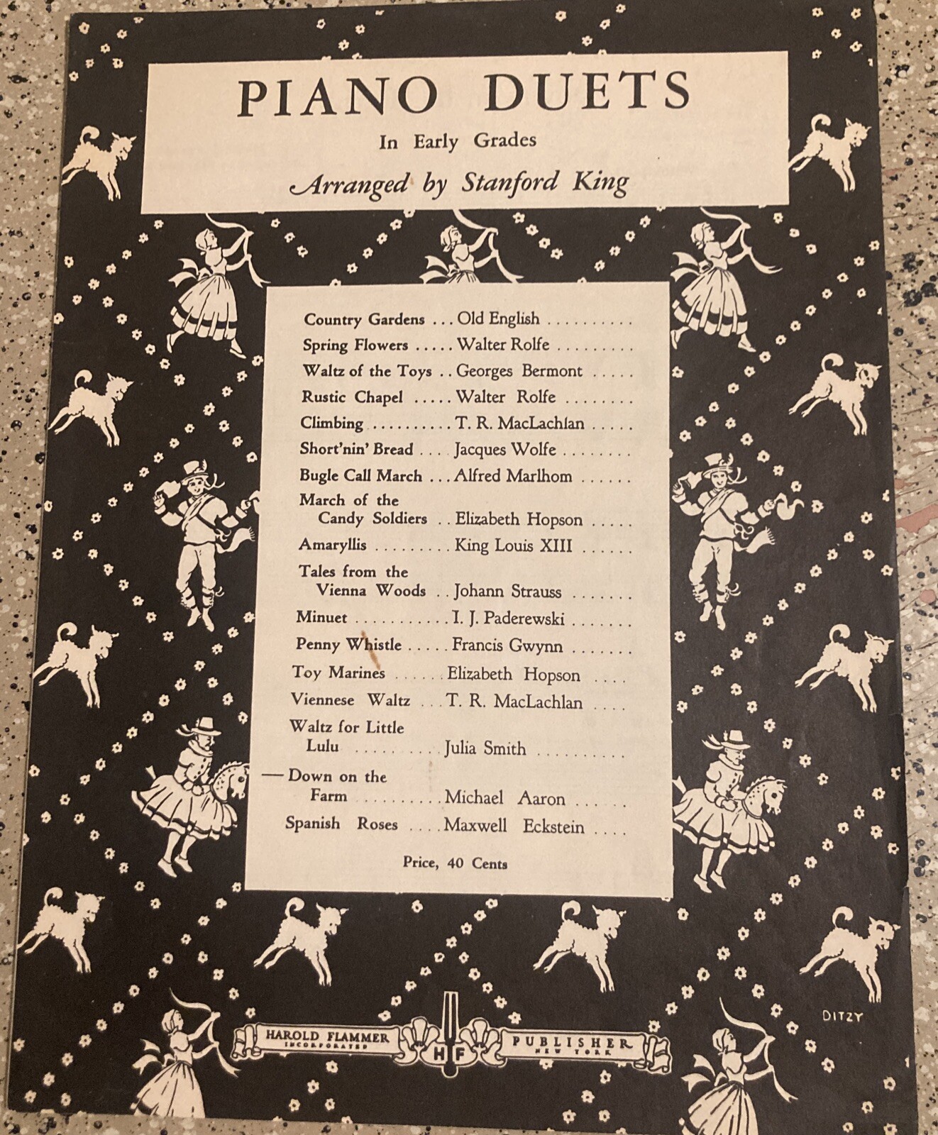 VINTAGE SHEET MUSIC PIANO DUETS STANFORD KING DOWN ON THE FARM 1940