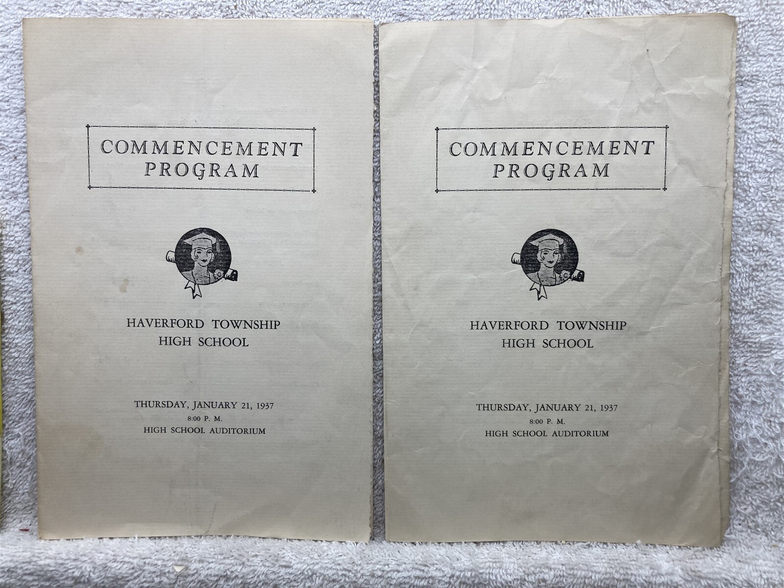 1937 Haverford Township High School Graduation Programs Pennsylvania PA Vtg