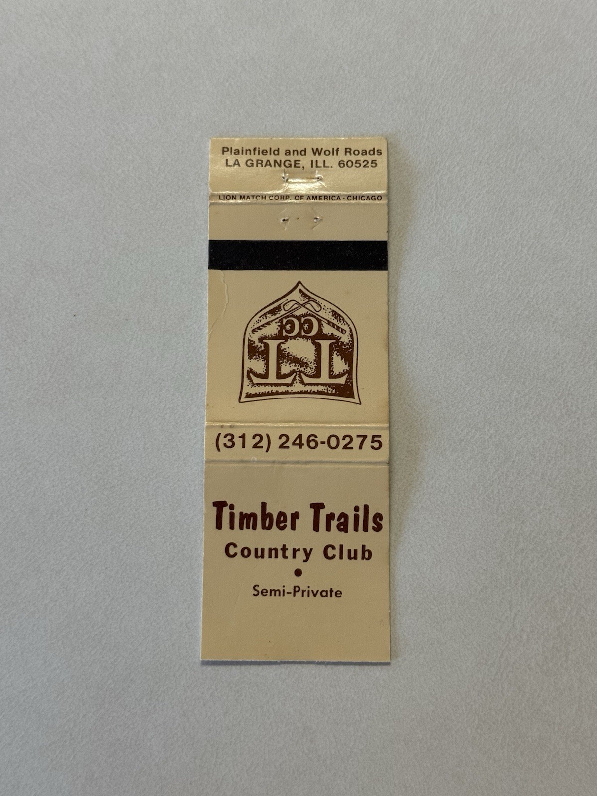 Timber Trails Country Club La Grange Illinois Vintage Matchbook Cover 7B