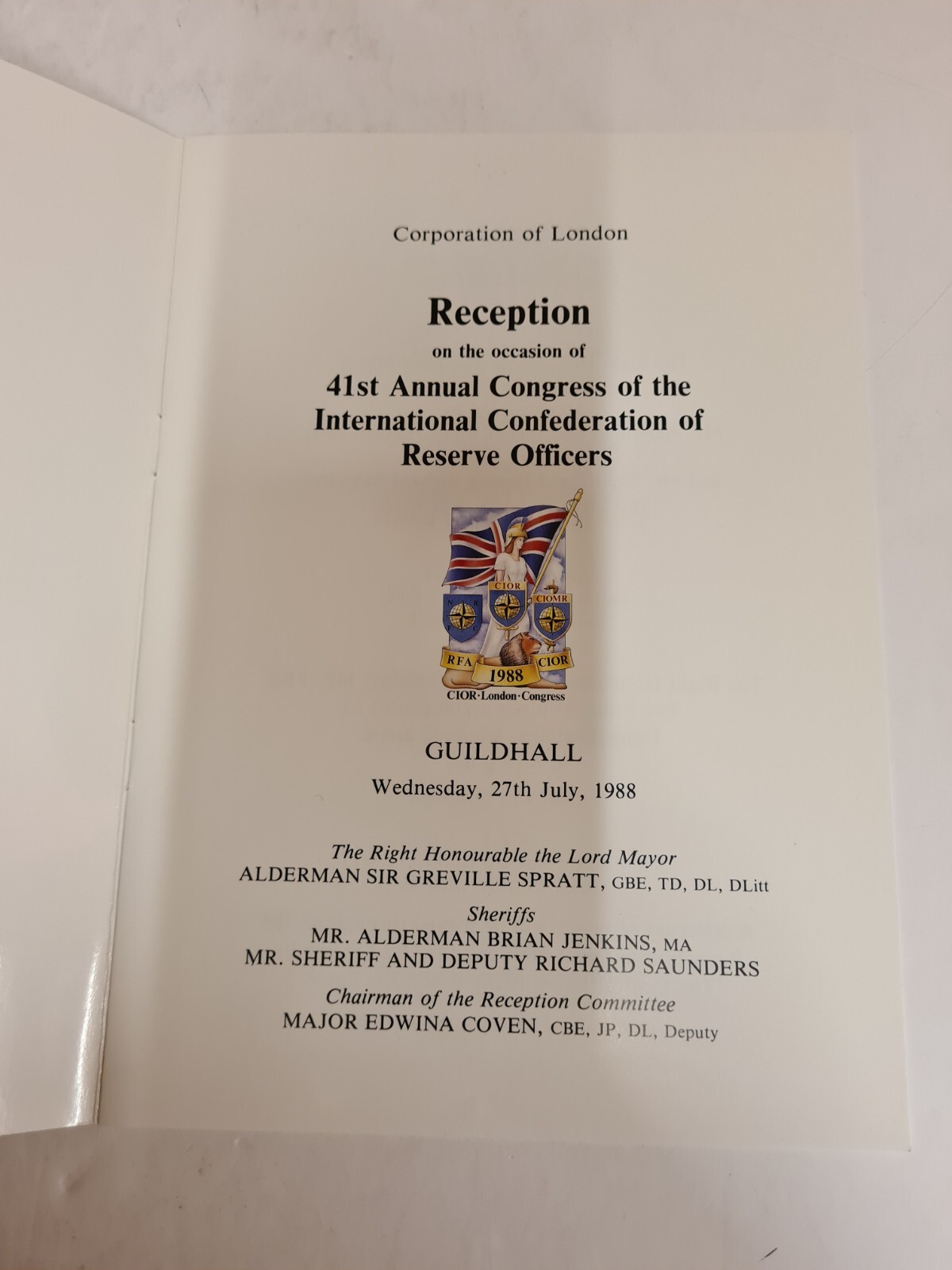 Vintage Collection x 6 London Guildhall Military Banquet / Reception Programmes