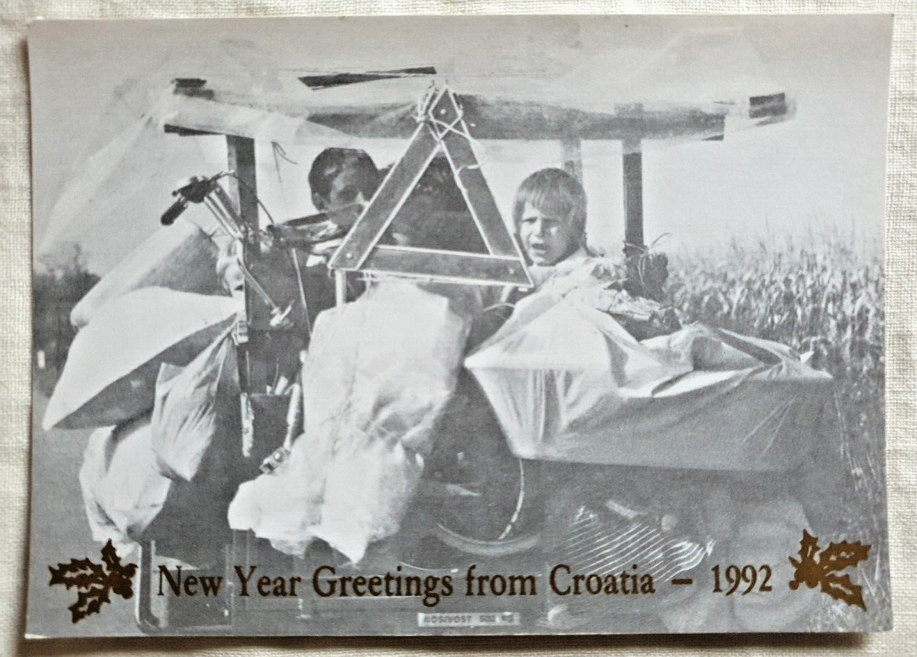 Postcard New Year Greetings from Croatia 1992 Croatian War of Independence