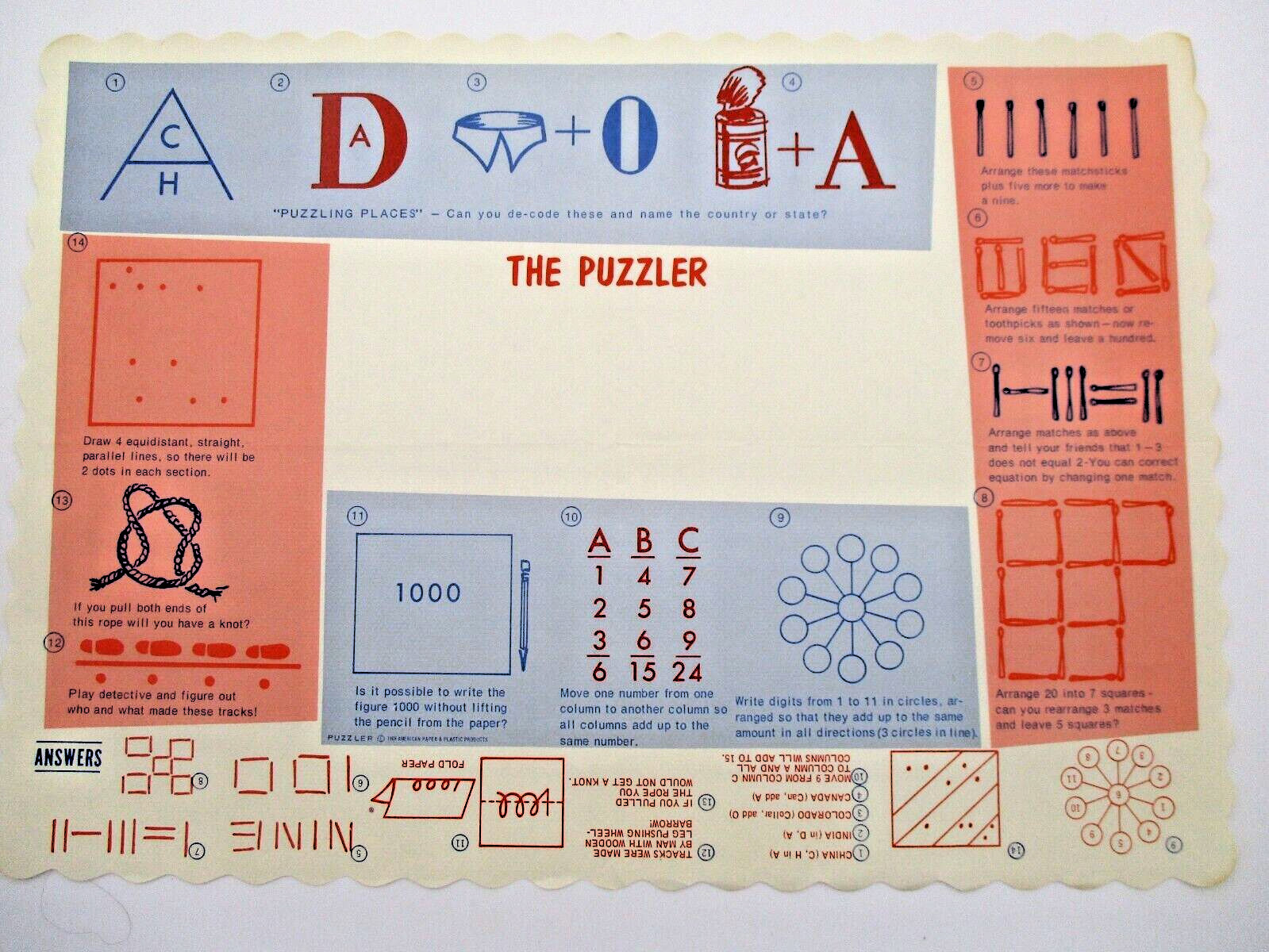 Vintage Paper PLACEMAT The Puzzler