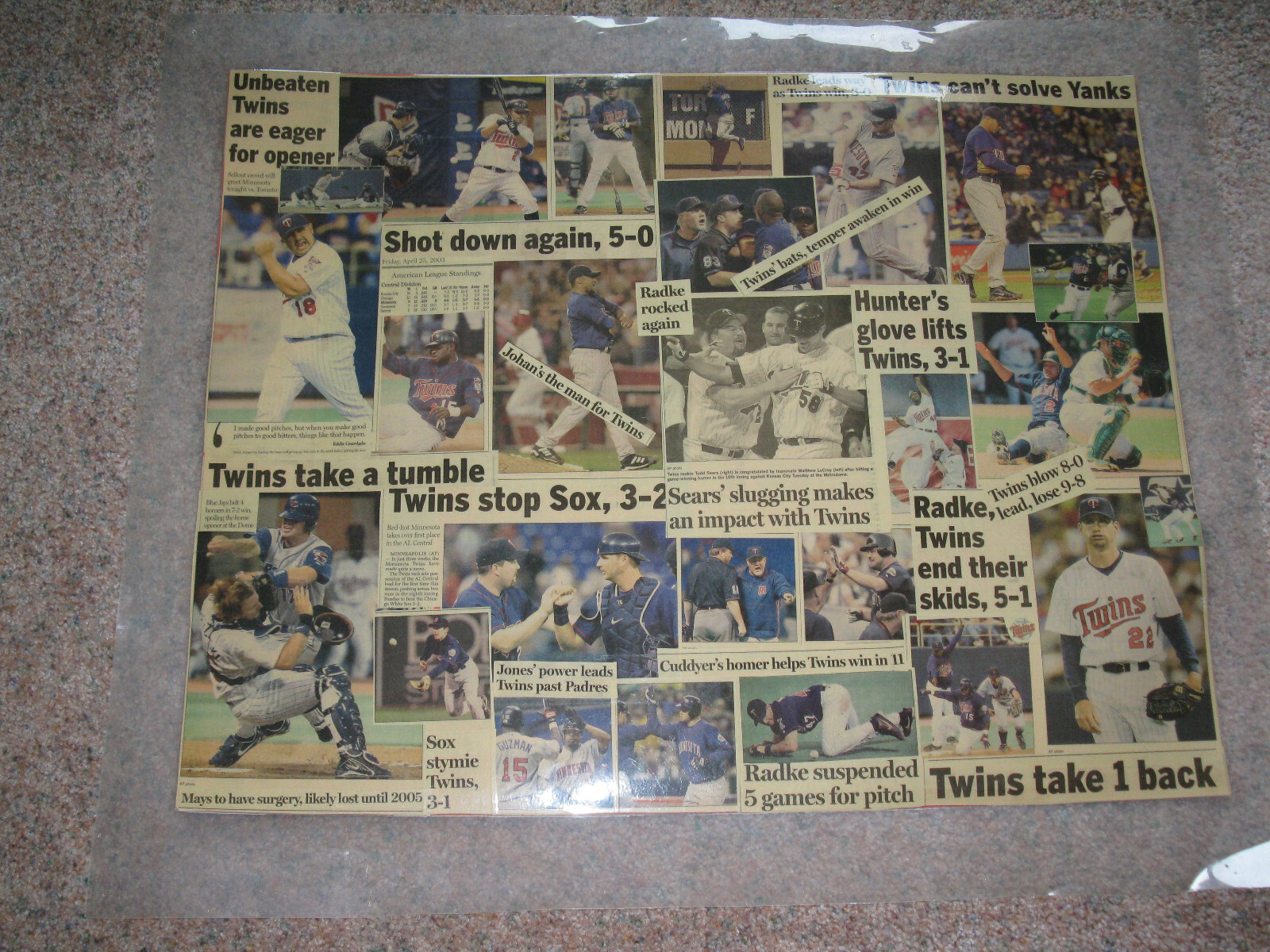 MINNESOTA TWINS NEWSPAPER CLIPPING COLLAGES FROM THE EARLY 2000’S