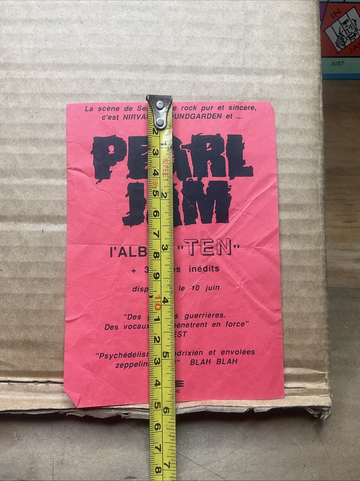 Vintage French Pearl Jam Album Flyer Advertisement B48