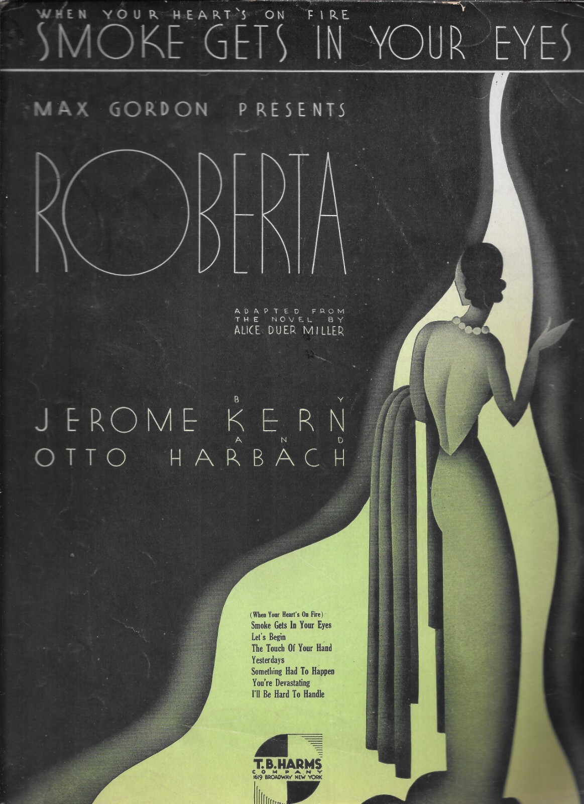 1933 When Your Heart’s On Fire SMOKE GETS IN YOUR EYES Sheet Music ROBERTA