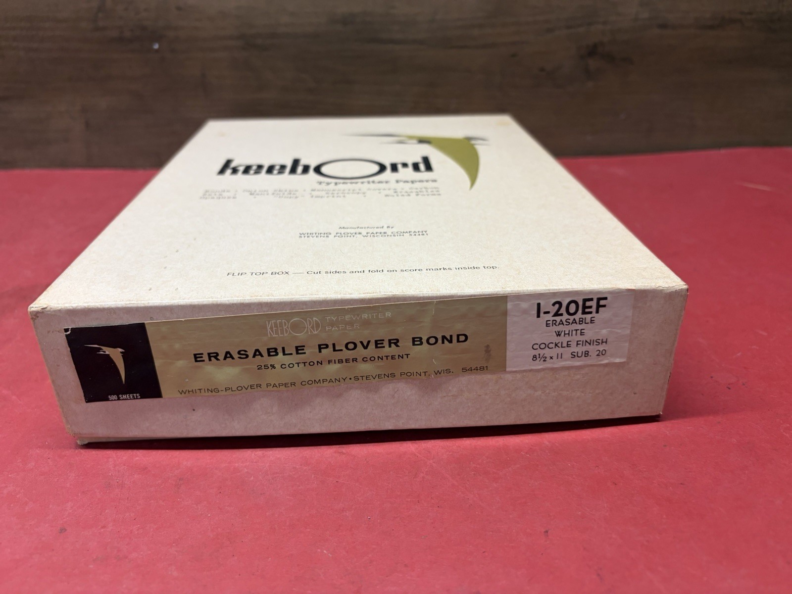 Keebord Erasable Plover Bond I-20EF Cotton Full New Open Box (500) Typing Paper
