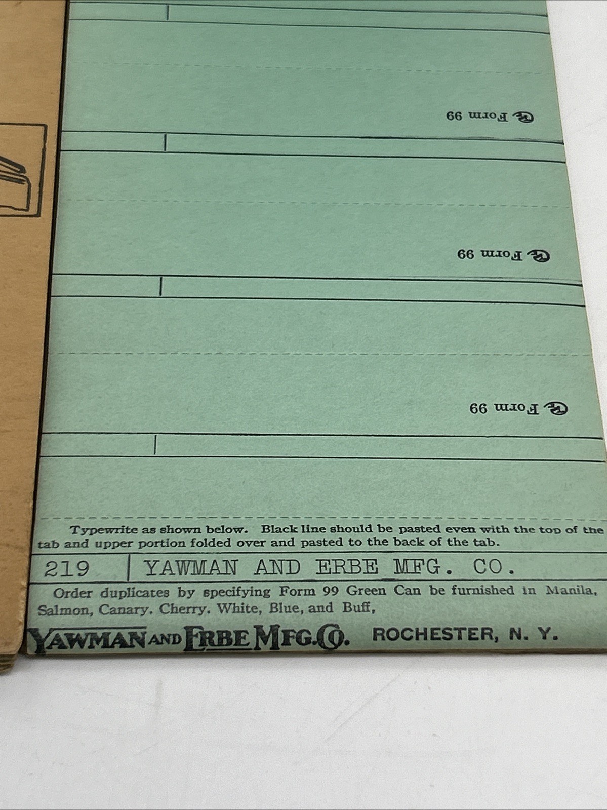 3 Vintage Packs Of Y&E Gummed Labels No. 99 Green & Blue Typewriter Sheets RARE