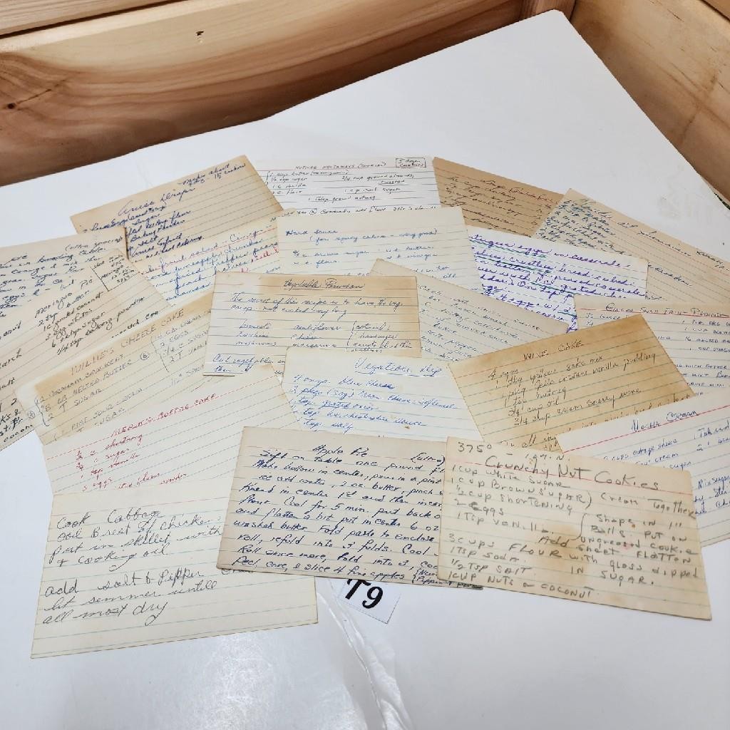 10 handwritten recipe cards 3×5 estate collection paper ephemera T9
