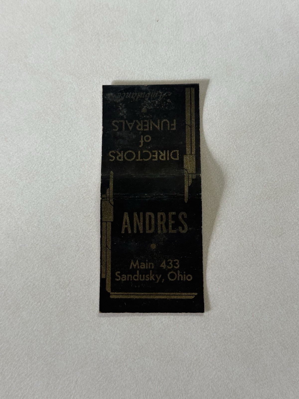 Andres Funeral Director Sandusky Ohio Matchbook Cover 500