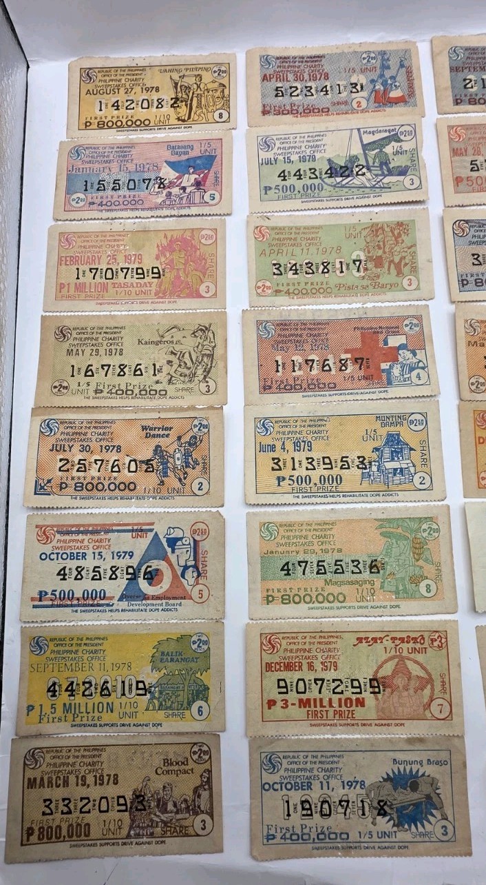1970s Philippines Paper Collectible Vintage Sweepstakes.Lot Of 32.Used