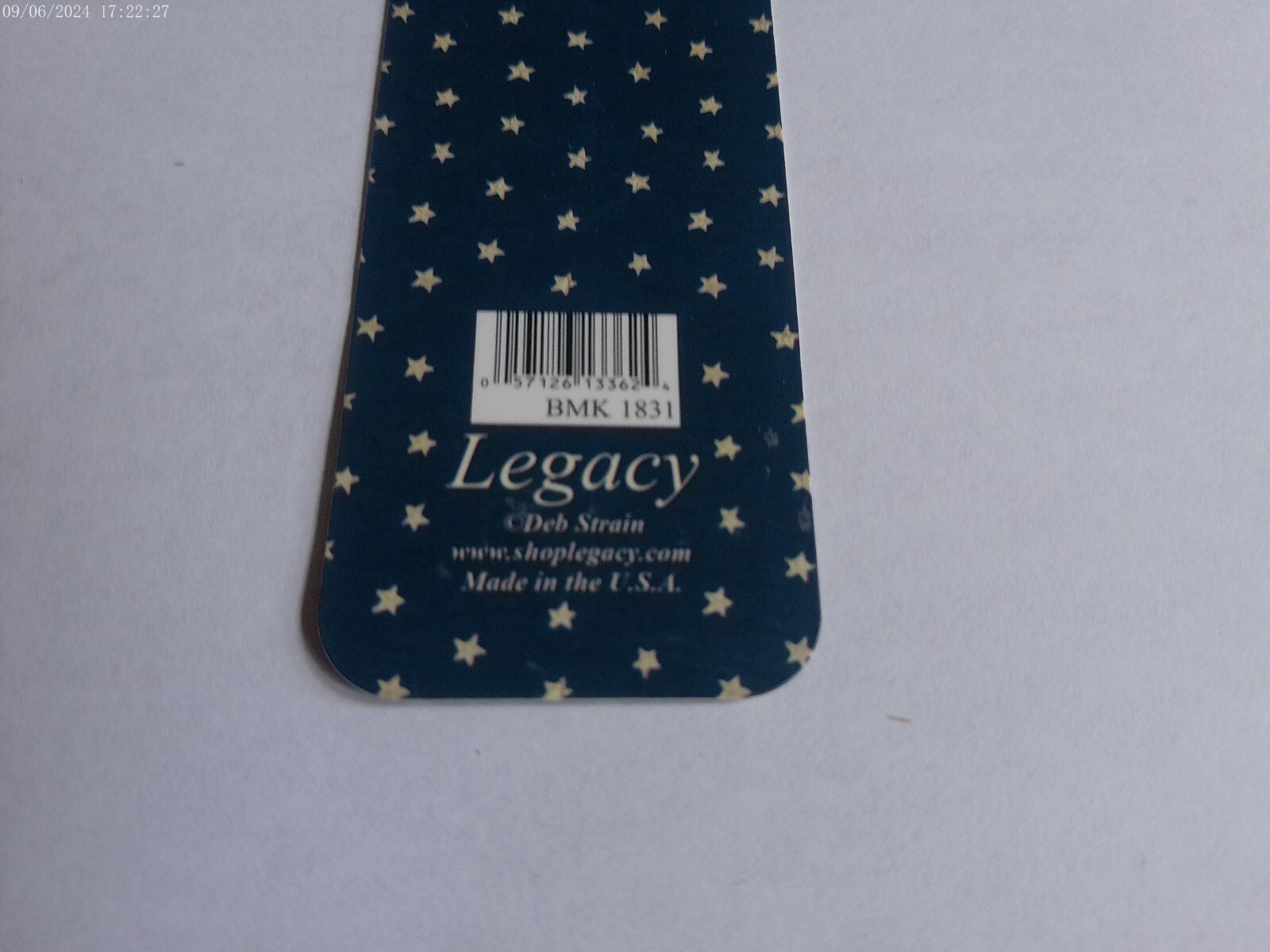 Patriotic Bookmark Deb Strain Flowers Flag Red White Blue Paper Collectible
