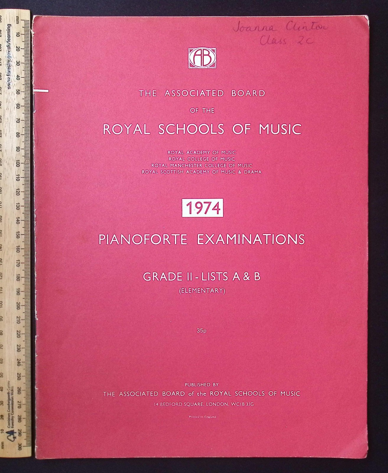 Royal Schools of Music Pianoforte Examinations 1974 Grade II Lists A&B Elementar