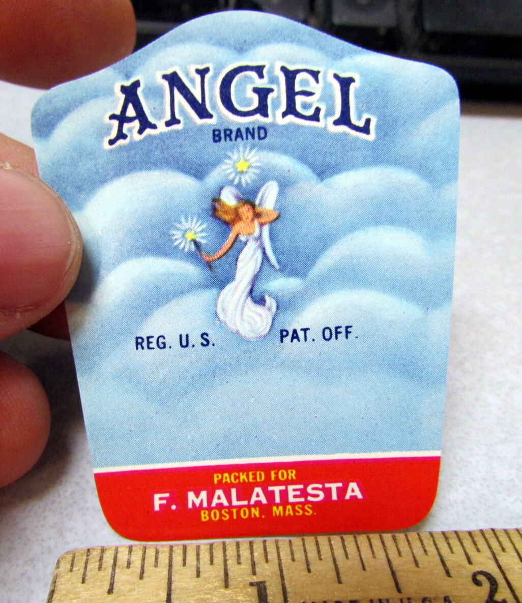 Vintage Original Label, Angel Brand label, great graphics, 2.5 x 2 inches, NEW