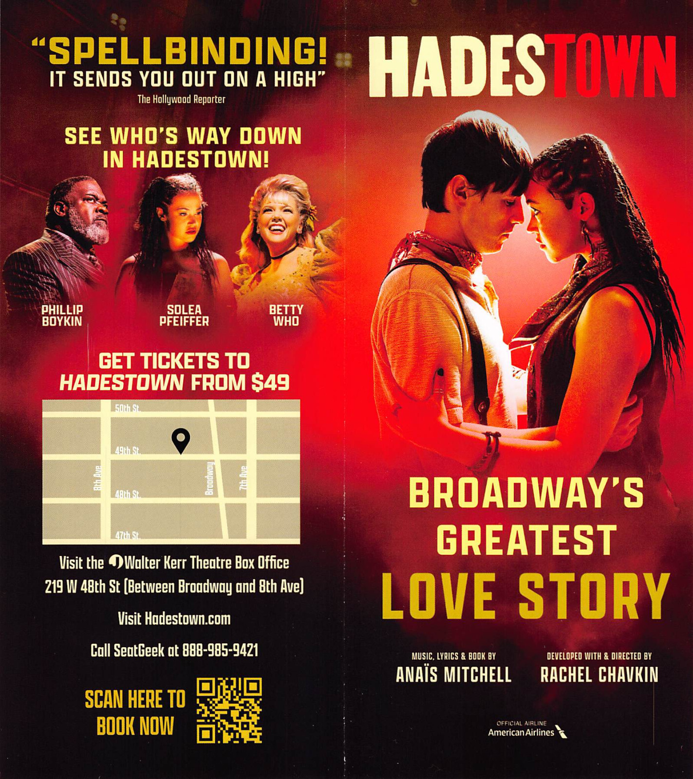 Hadestown musical 2023 Broadway New York City Ad Flyer Solea Pfeiffer Betty Who