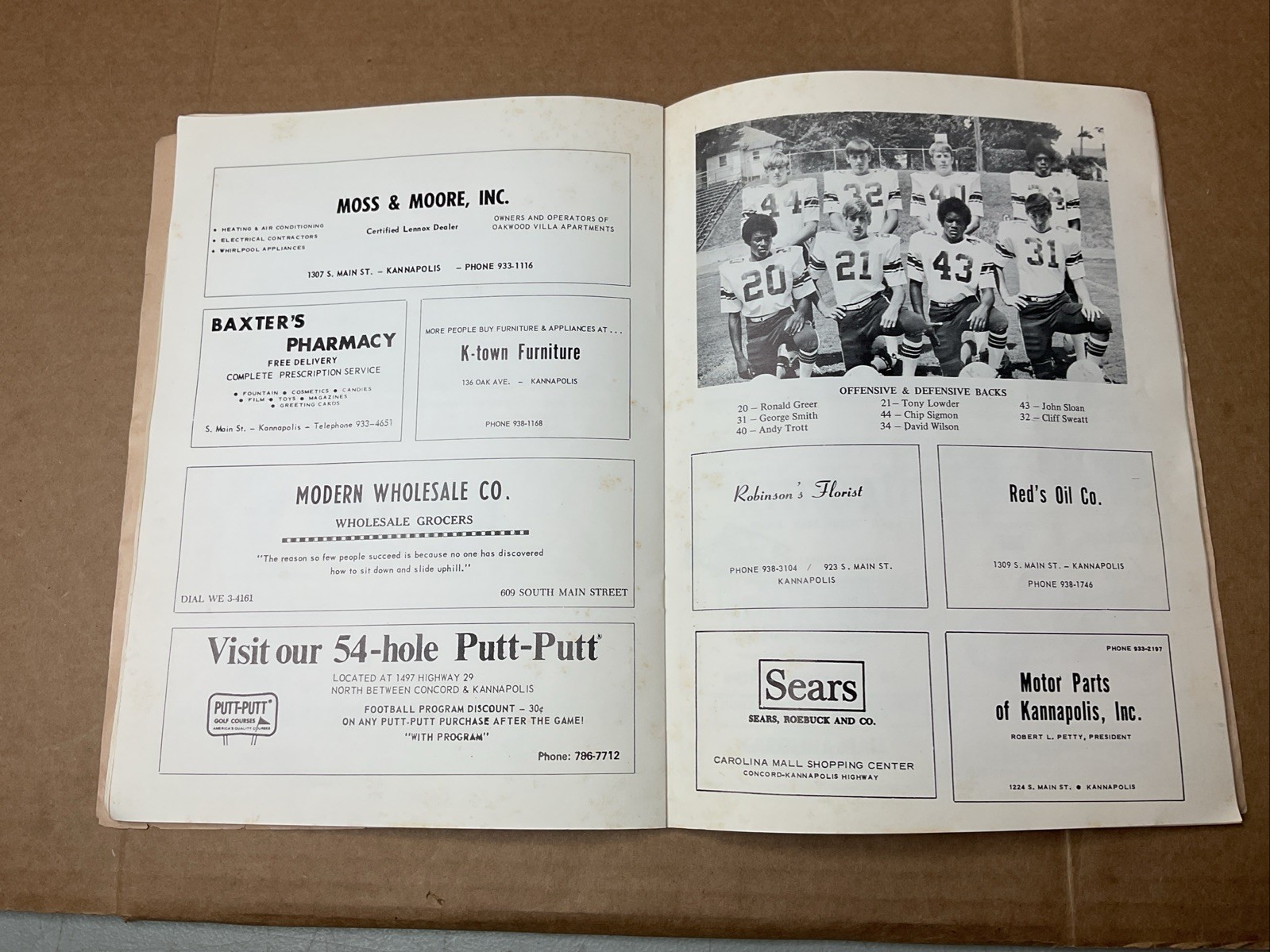21 Sep 1974 Football Program Kannapolis Vs Lexington High School Nc B69
