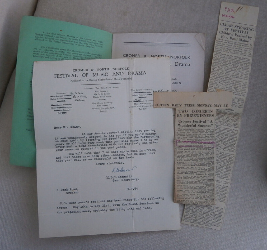 Cromer Festival Music & drama 21 programmes between 1951 – 1972 , plus ephemera