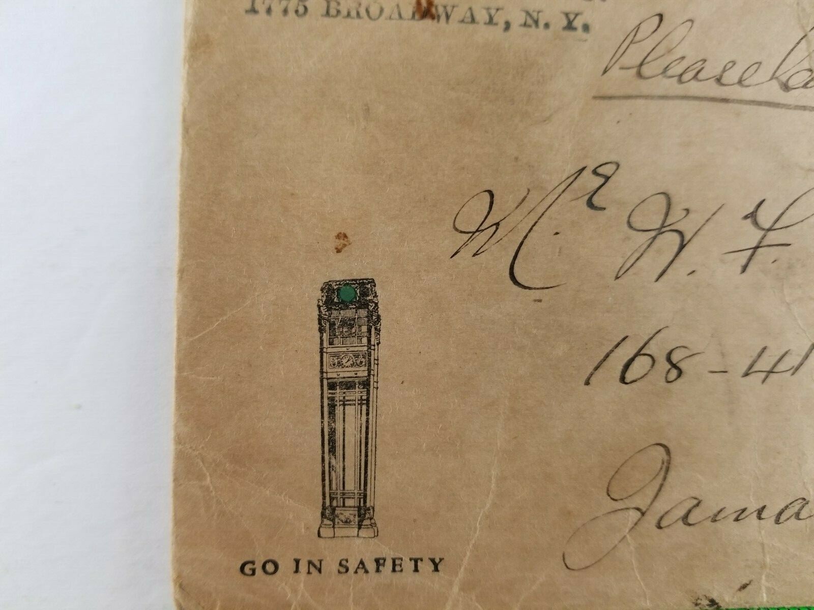 Vintage 1924 Green Traffic Light General Motors Building NY Illustrated Envelope