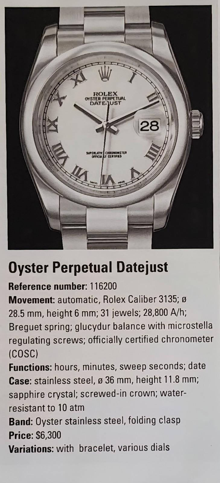 Rolex Oyster Perpetual Watch Picture Catalog Magazine Ad Original