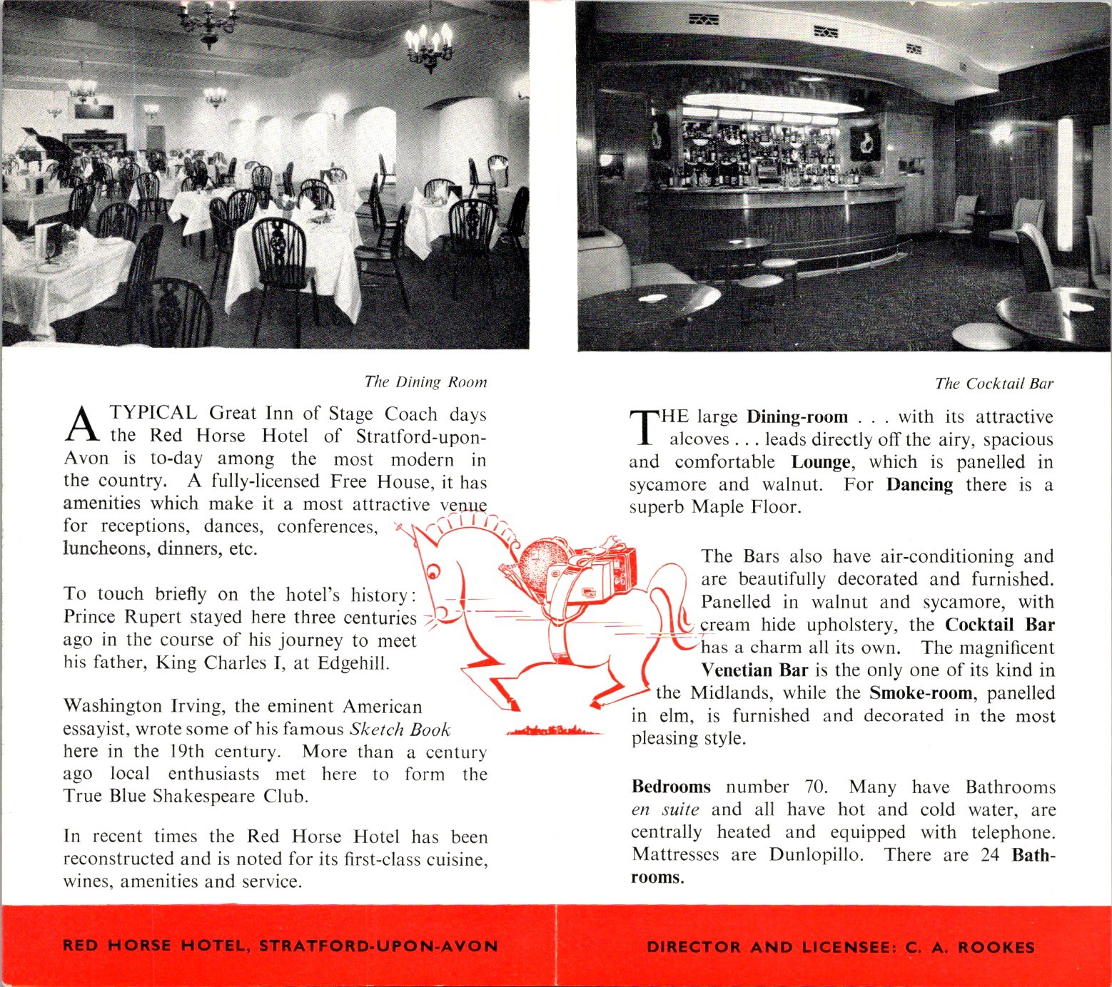 Red Horse Hotel Stratford-on-Avon Brochure 1950s Banquet & Cocktail Bar