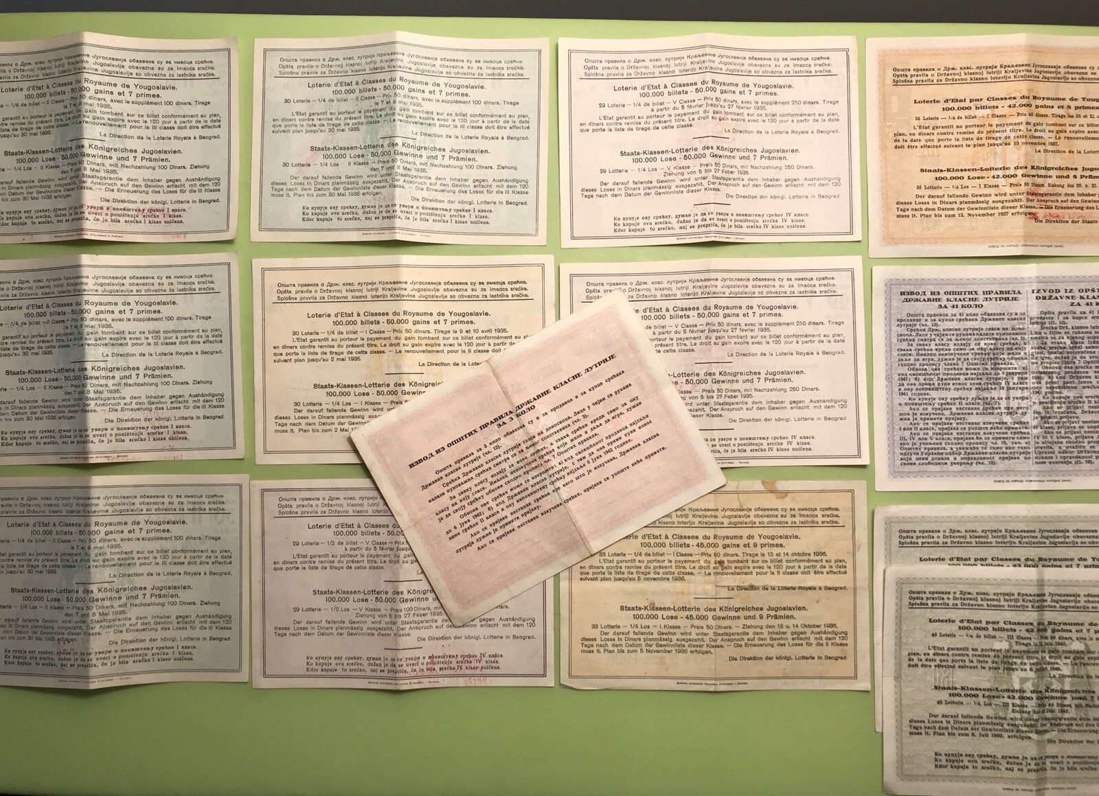 KINGDOM-SFRJ YUGOSLAVIA 1928-69 COLLECTION STATE LOTTERY TICKET GAMBLING DINAR