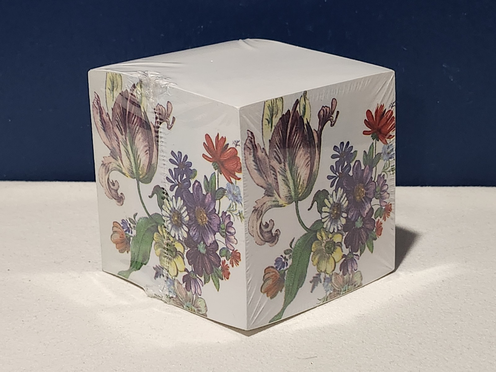 NEW ~ MACKENZIE CHILDS “Flower Market” Sticky Note Pad Cube ~ SEALED