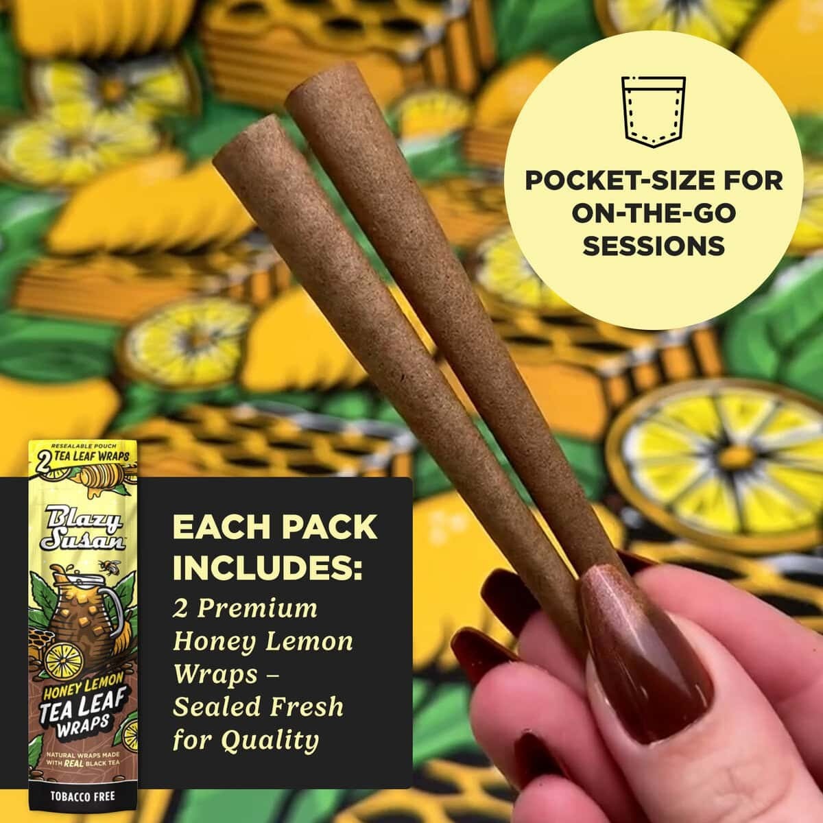 Blazy Susan Honey Lemon Tea Leaf Wraps 25pk | Full Box