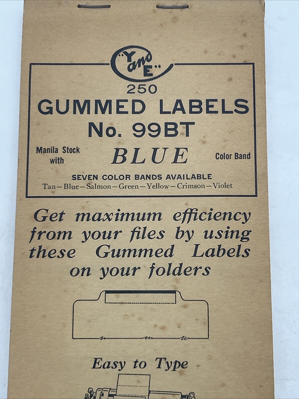 3 Vintage Packs Of Y&E Gummed Labels No. 99 Green & Blue Typewriter Sheets RARE