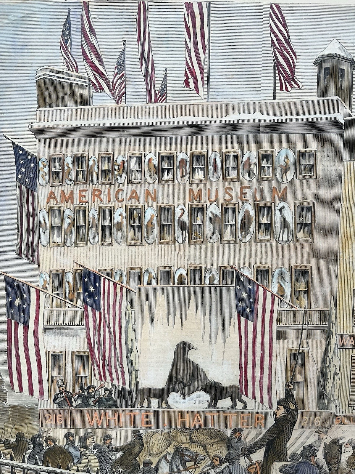 1860 VIEW OF BROADWAY, NEW YORK HARPER’S WEEKLY HAND COLORED