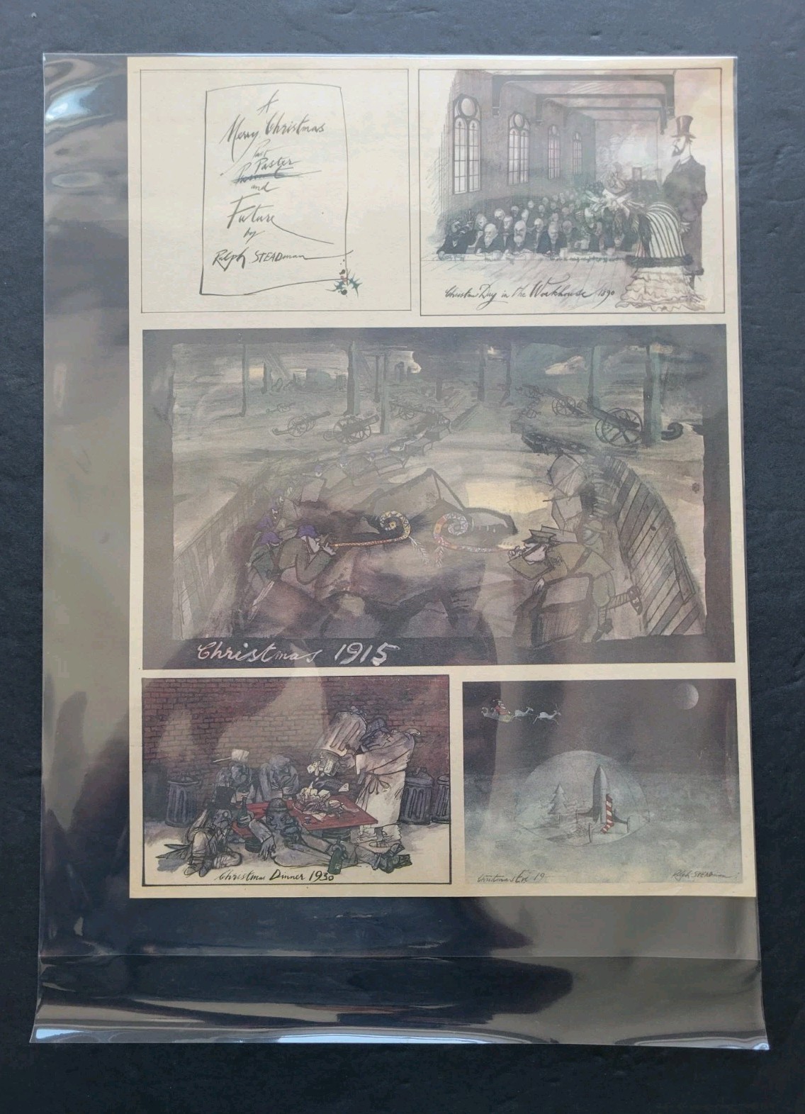 Ralph Steadman Christmas Themed Cartoon Strip Magazine Page Circa 1974