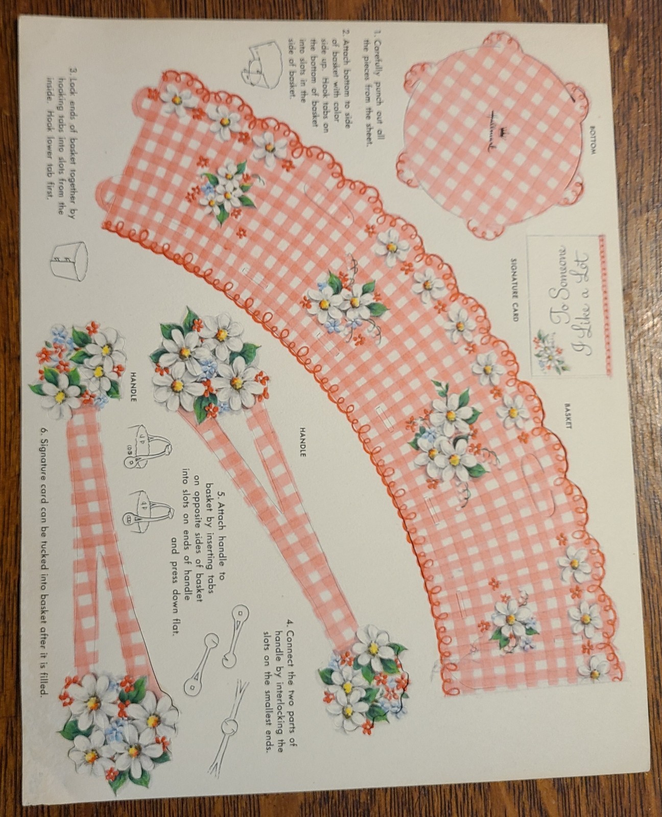 2 Unused Sheets Vintage 1940s Hallmark Pop-Up Paper Craft May Day Baskets Spring