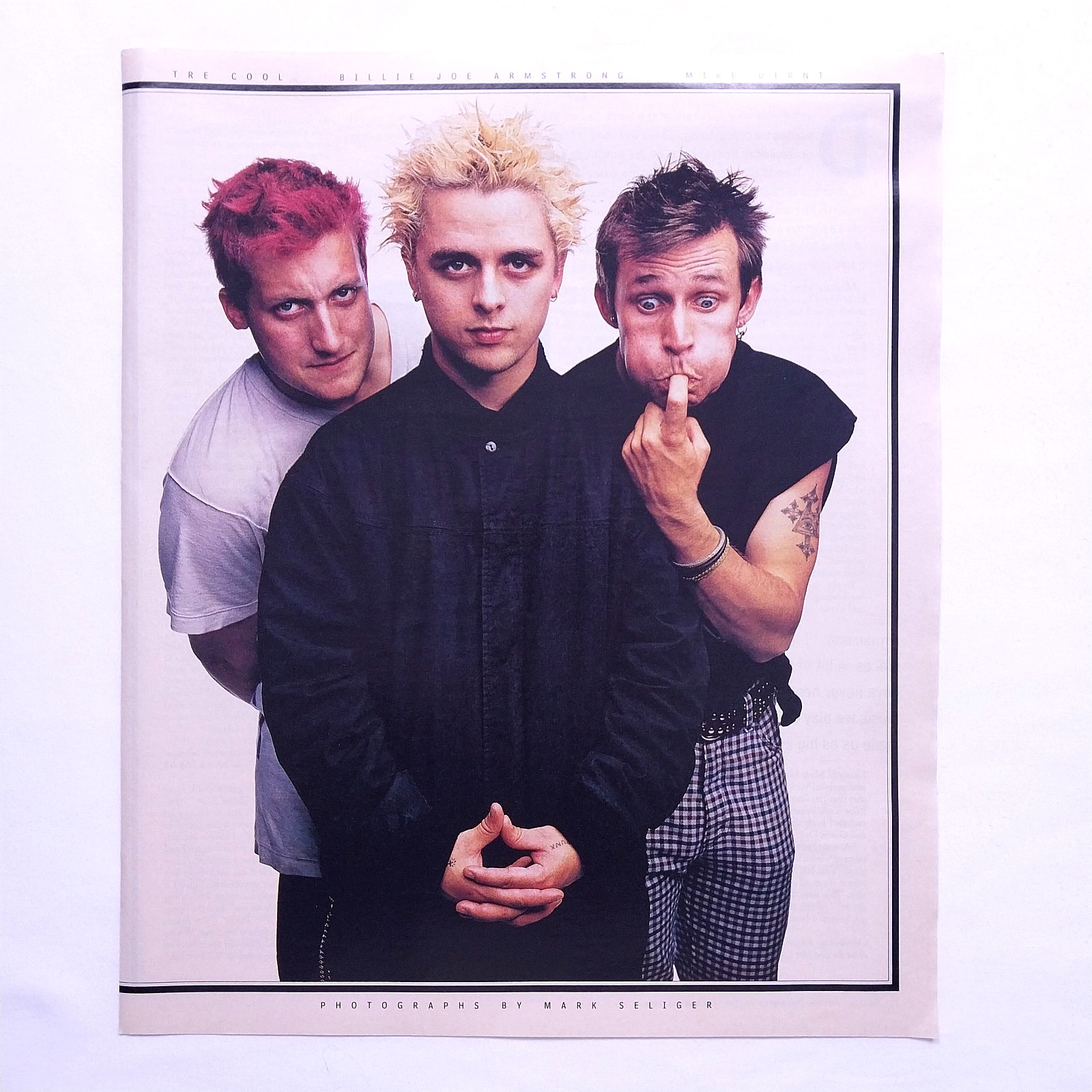 1995 Green Day Promo Picture – Original Vintage Magazine Page
