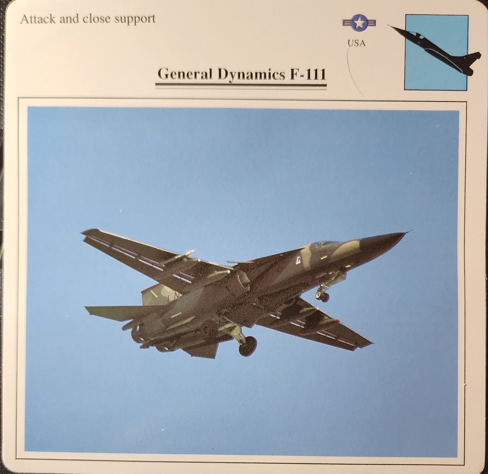 General Dynamics F-111 F 111 Picture Original Vtg Aircraft Collector Card