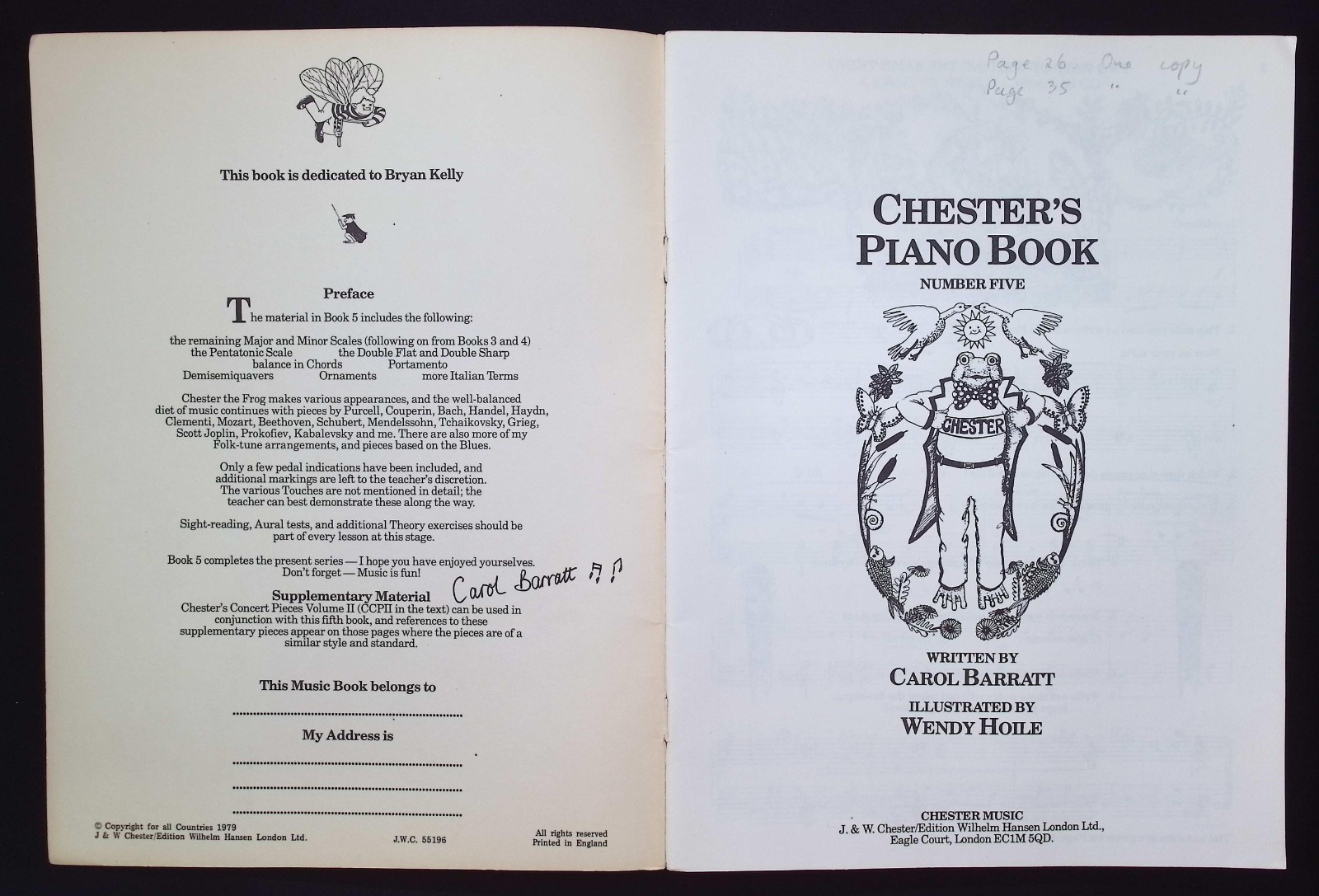 Chester’s Piano Book, Number Five by Carol Barratt, 1979 Chester Music