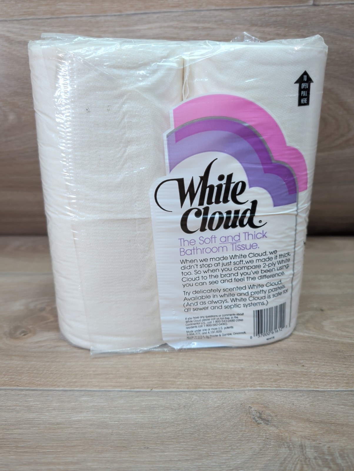 2-Vintage 80s White Cloud toilet paper 8 rolls sealed pack white Proctor Gamble*