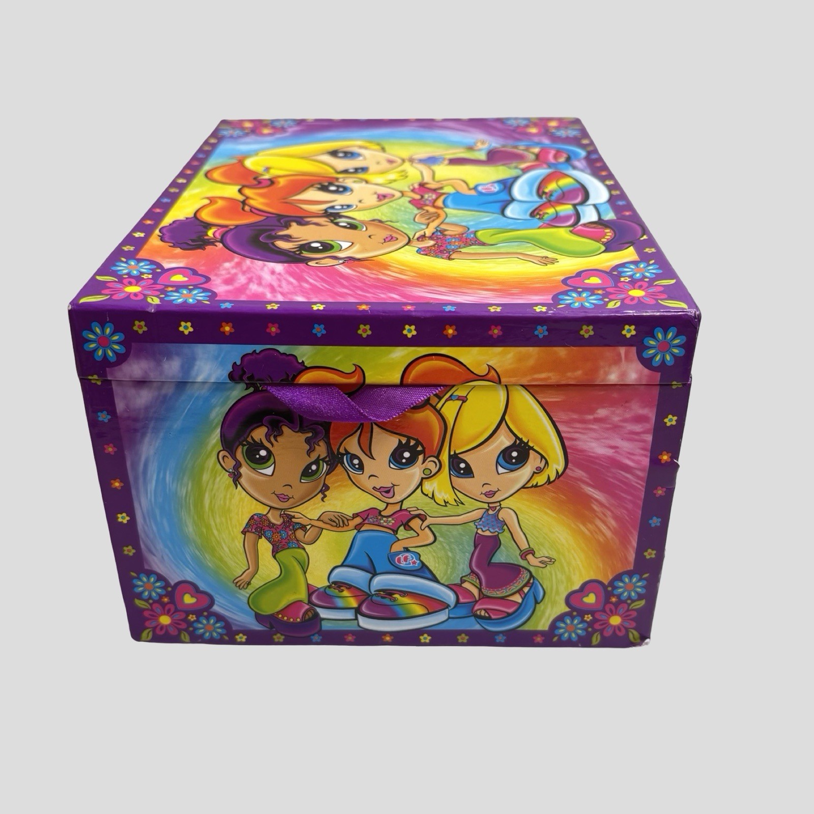 Lisa Frank BFF Girls Rule Stationary Trinket Jewelry Box Neon Rainbow Drawers
