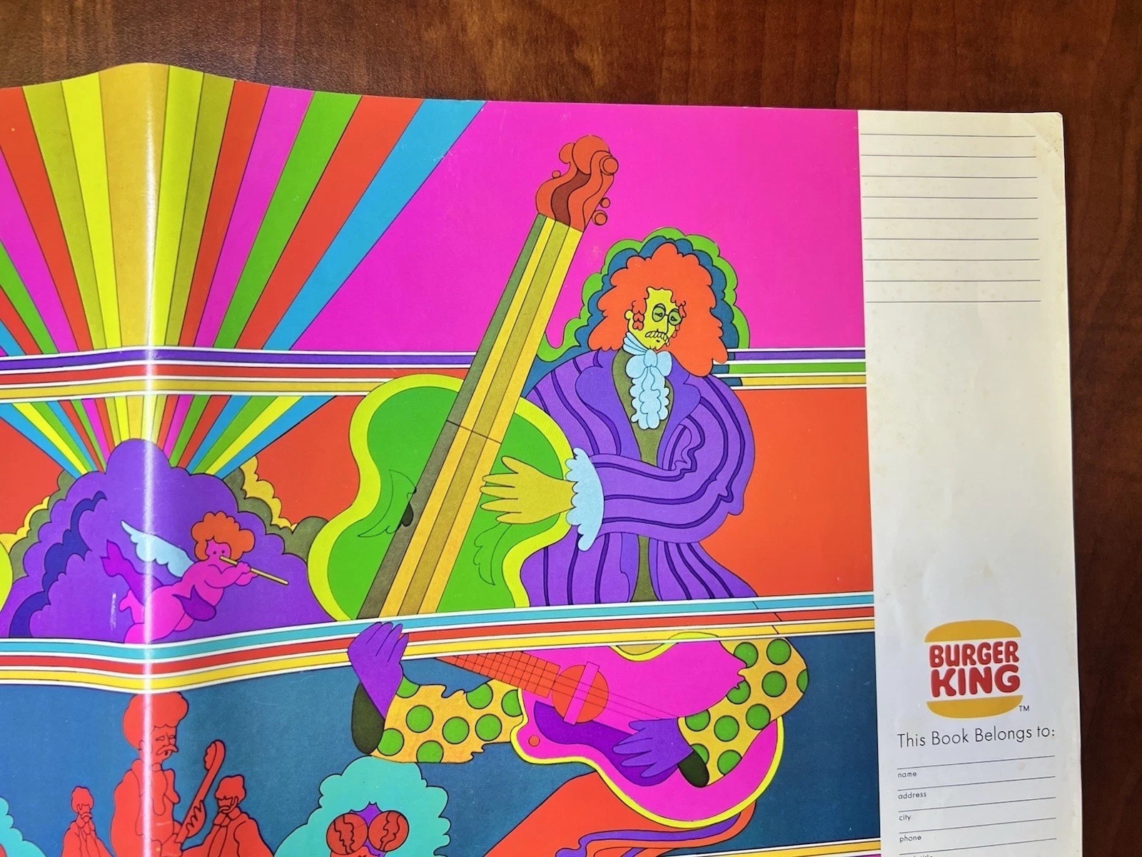 Peter Max Style 1970’s Burger King Psychedelic Rock Art School Daze Book Cover a