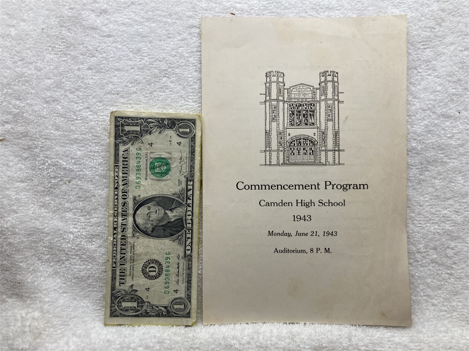 1943 Camden High School Graduation Program New Jersey NJ Vtg