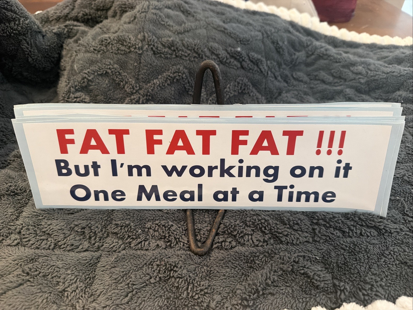 Vintage 80s Funny Bumper Sticker Unused Fat Food Eating Dieting Problem NOS