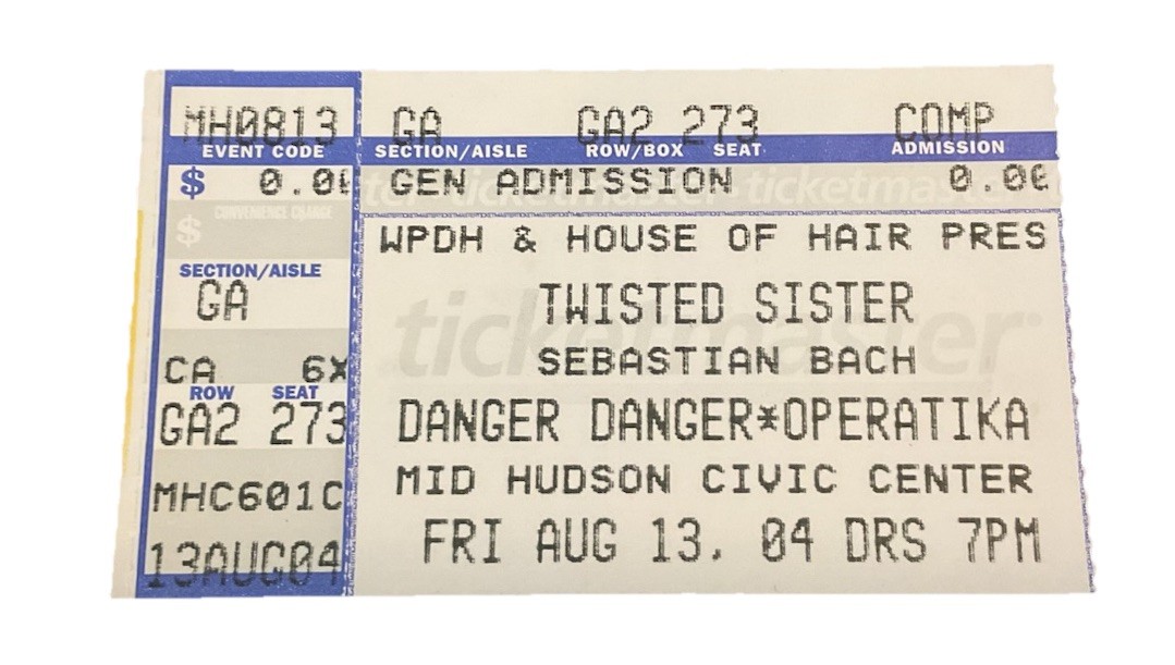 2004 Twisted Sister Sebastian Bach Danger Danger Operatika Ticket Stub Aug B FPE