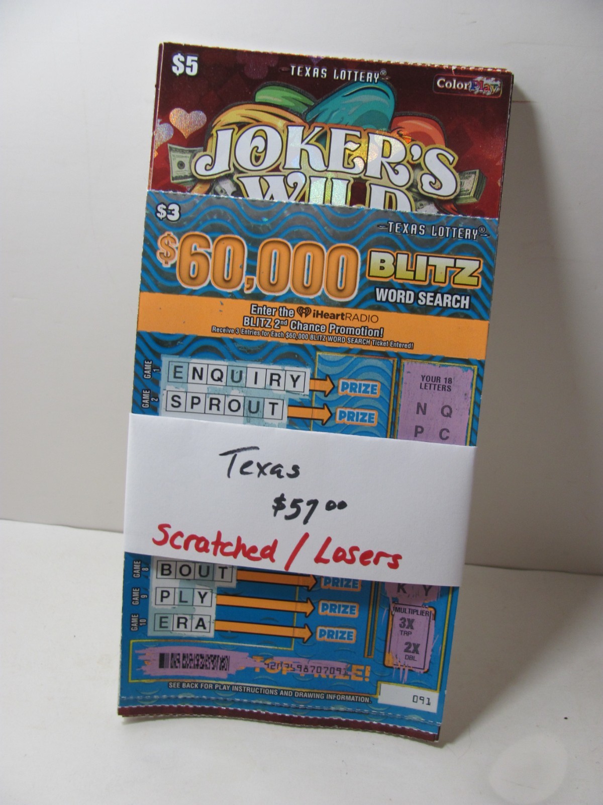 Texas Lottery Non-Winning Tickets – $57 Assorted prices – All Losers