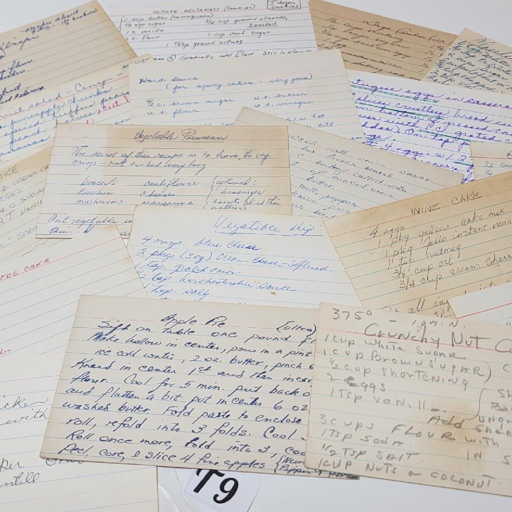 10 handwritten recipe cards 3×5 estate collection paper ephemera T9