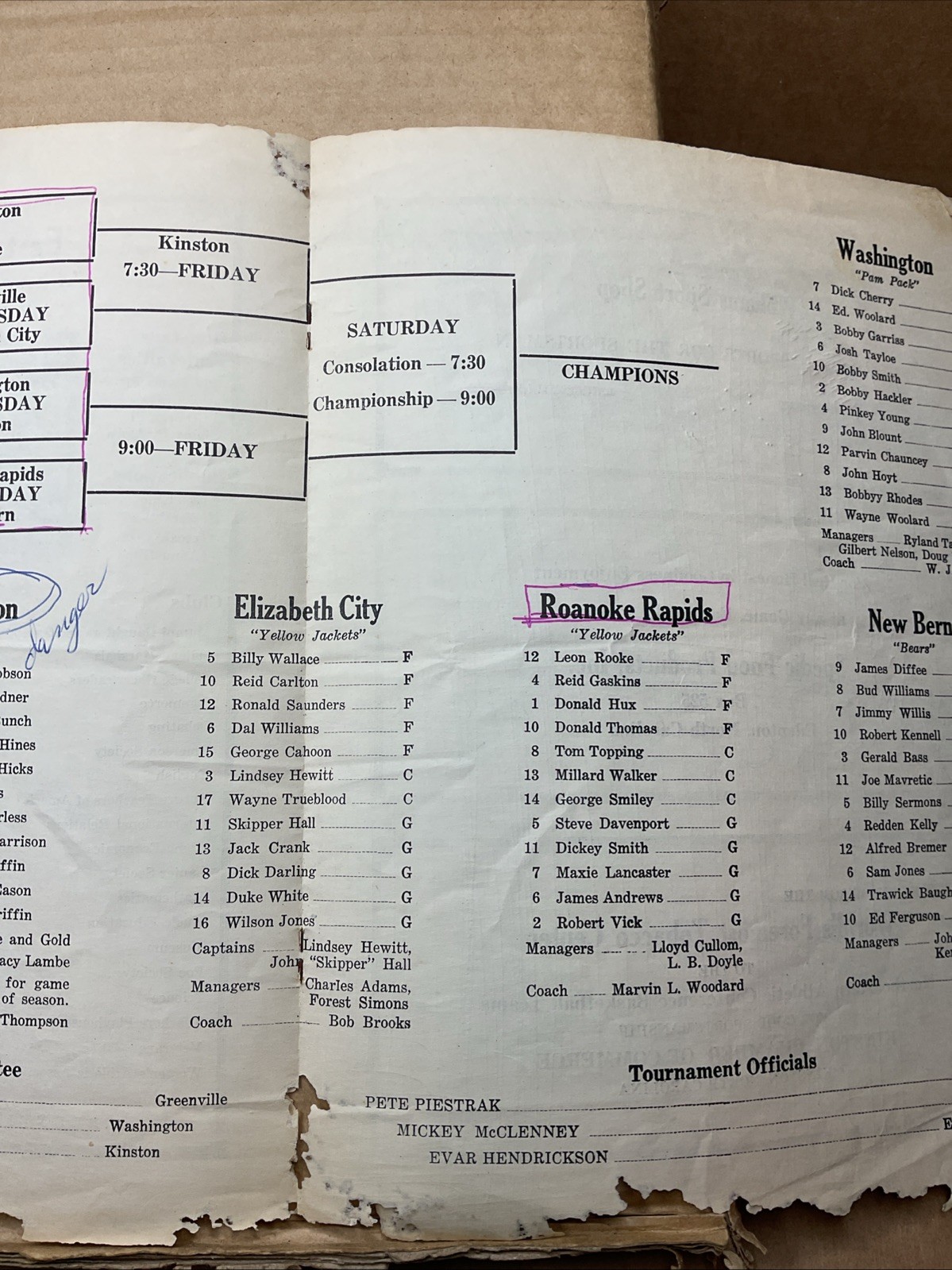 1 Mar 1952 Basketball Tournament East Carolina College Greenville Nc B65