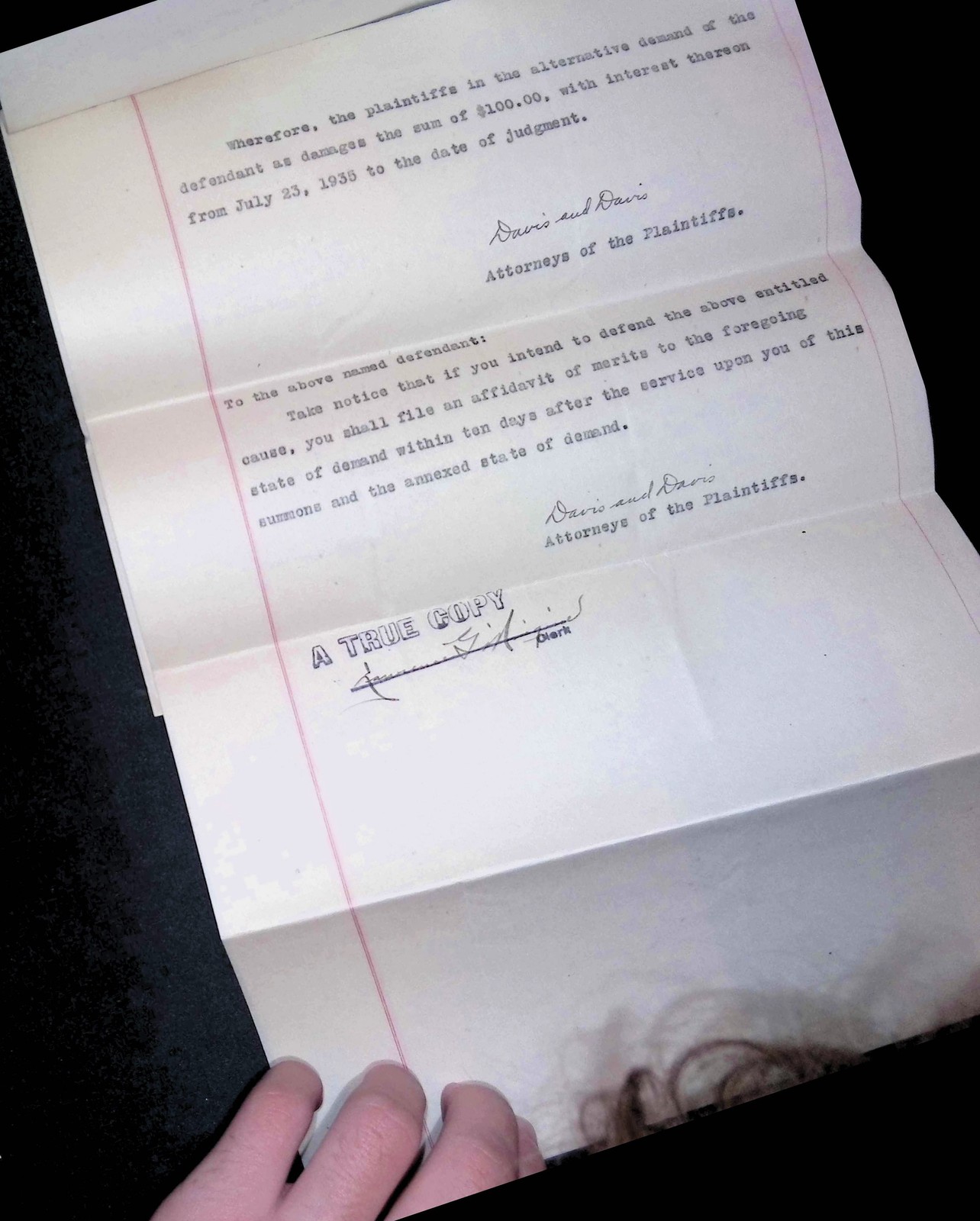 1935 NJ Summons McKelvin & Sons Lumberton Transport Co Legal Document Burlington