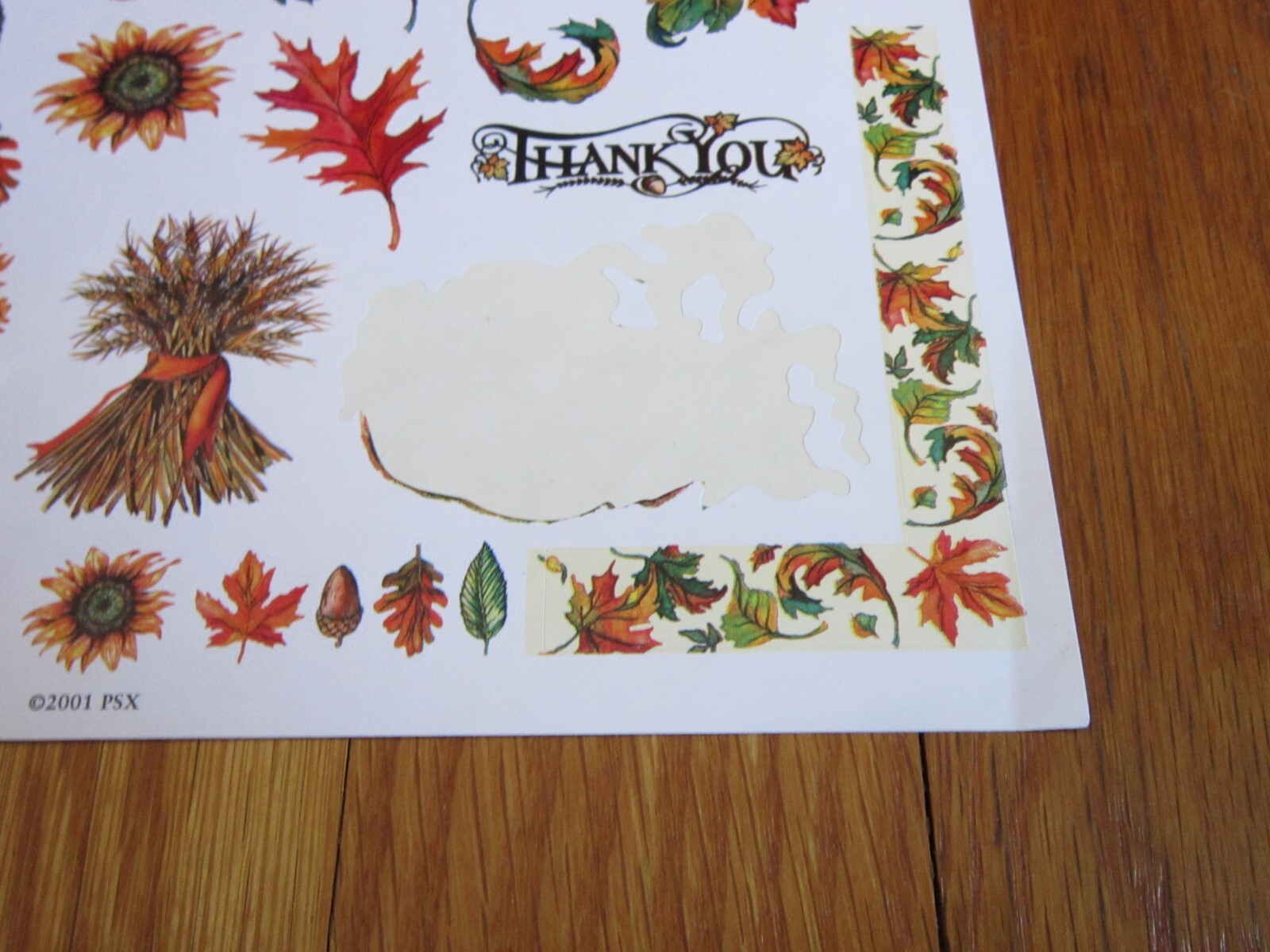 PSX Design Stickers Autumn Fall Color Leaves Acorns 2001 ONE SHEET PartiallyUsed