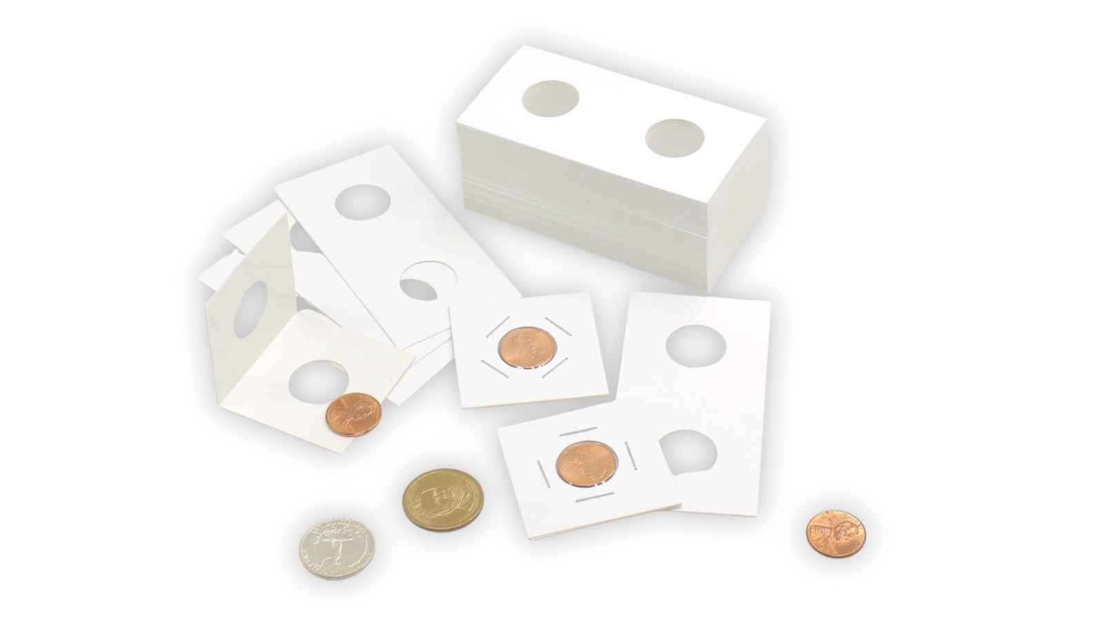100PCS Cardboard Coin Holders 20.5mm 2″x2″ Storage Flips for Pennies & Dimes