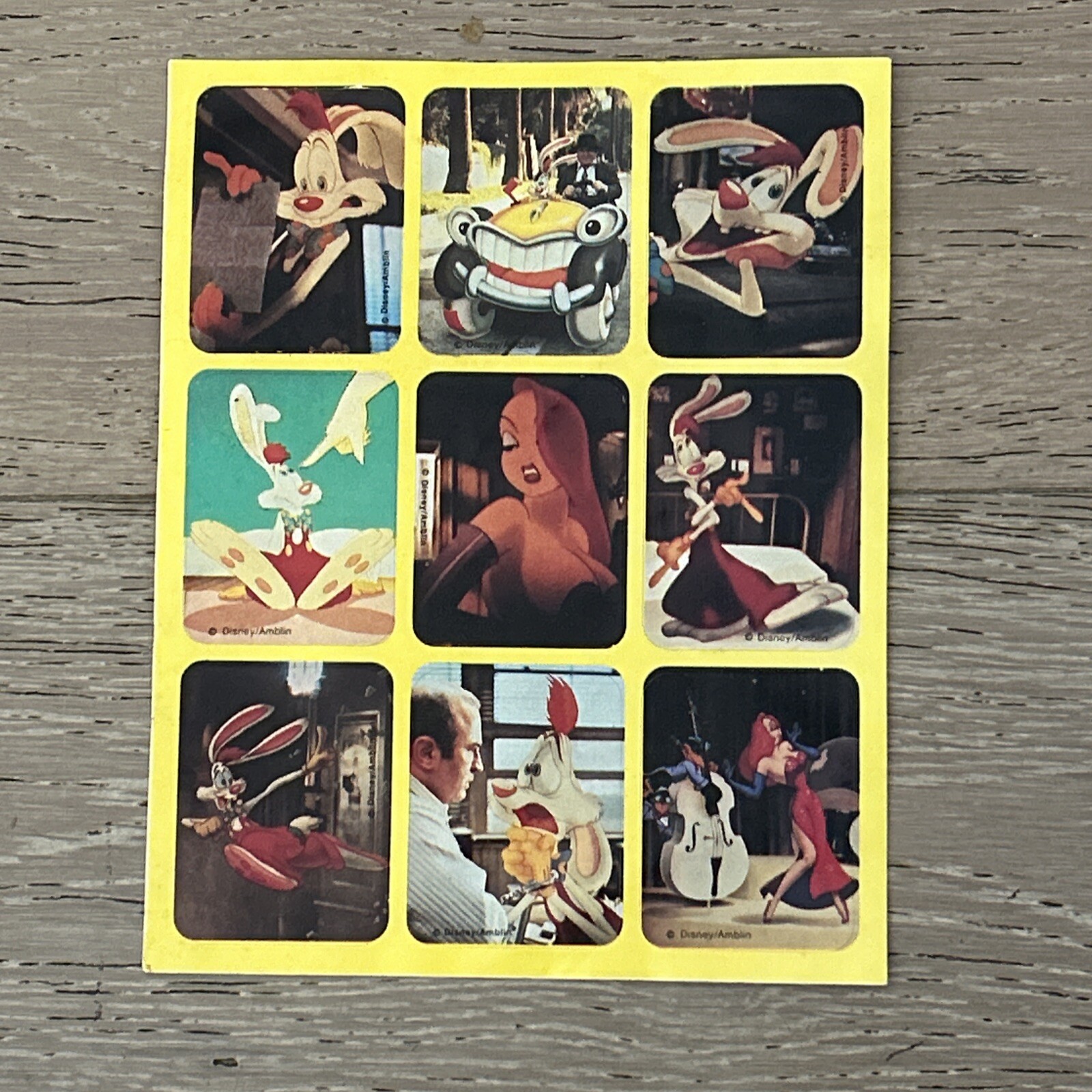 VTG 80s Sticker Sheet DISNEY AMBLIN Who Framed Roger Rabbit 1988 Cartoon Movie