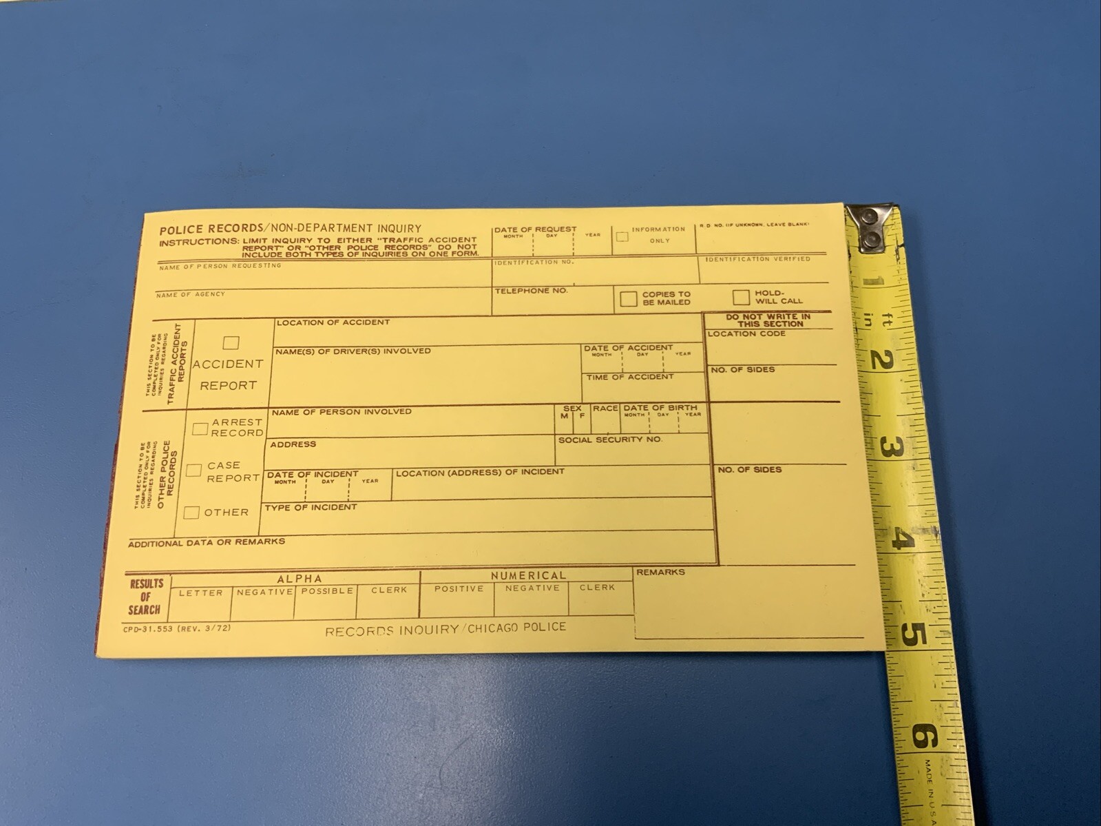 2 Vintage Chicago Police Records / Non Department Inquiry Pads