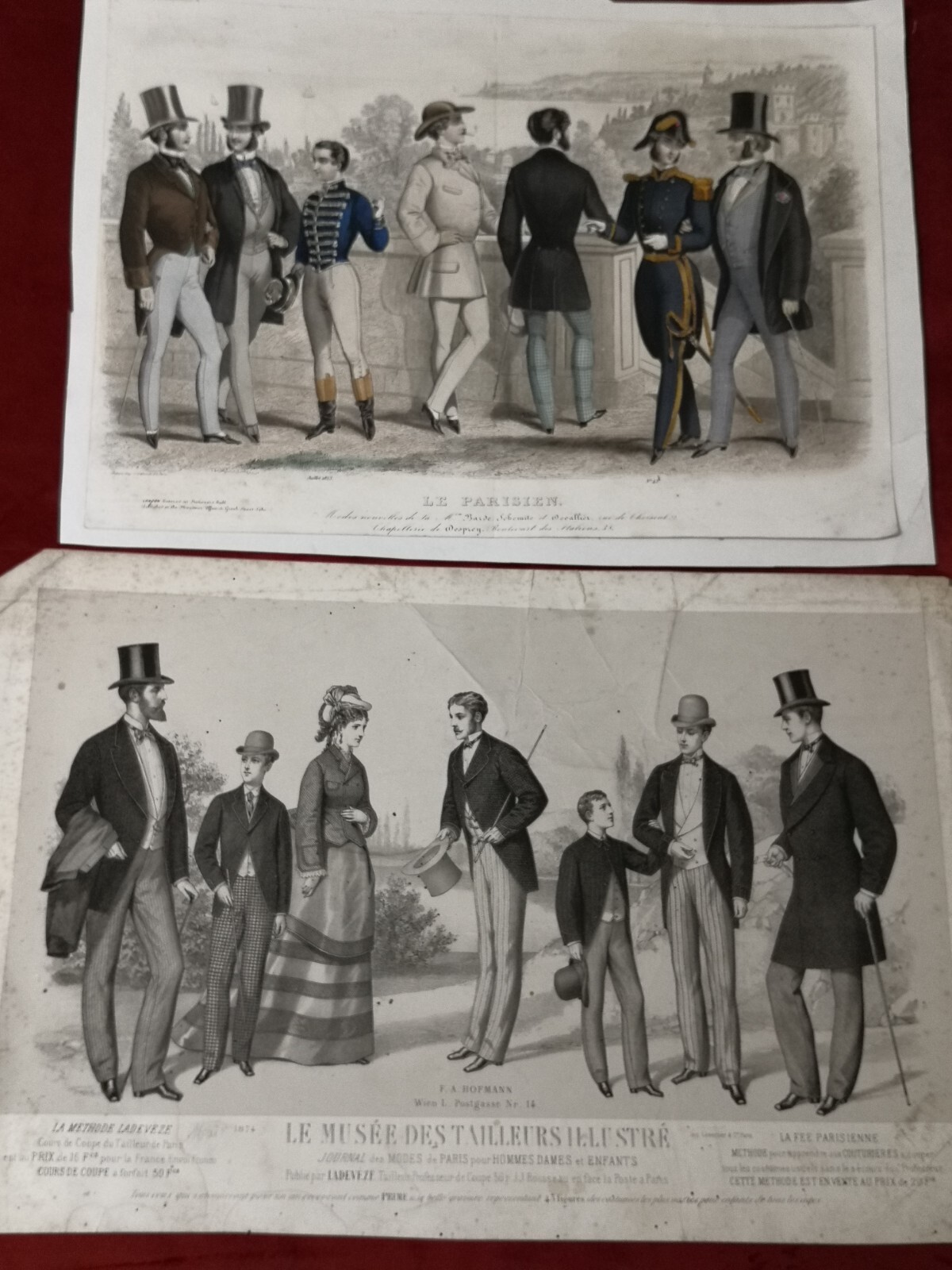 TWO ORIGINAL 19th Century FRENCH ANTIQUE PRINTS – MEN’S FASHION (Set B)
