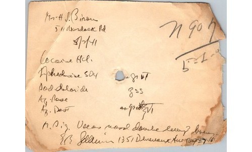 1941 Cocaine Ephedrine Rx Script-Philadelphia MD-Medical History Document