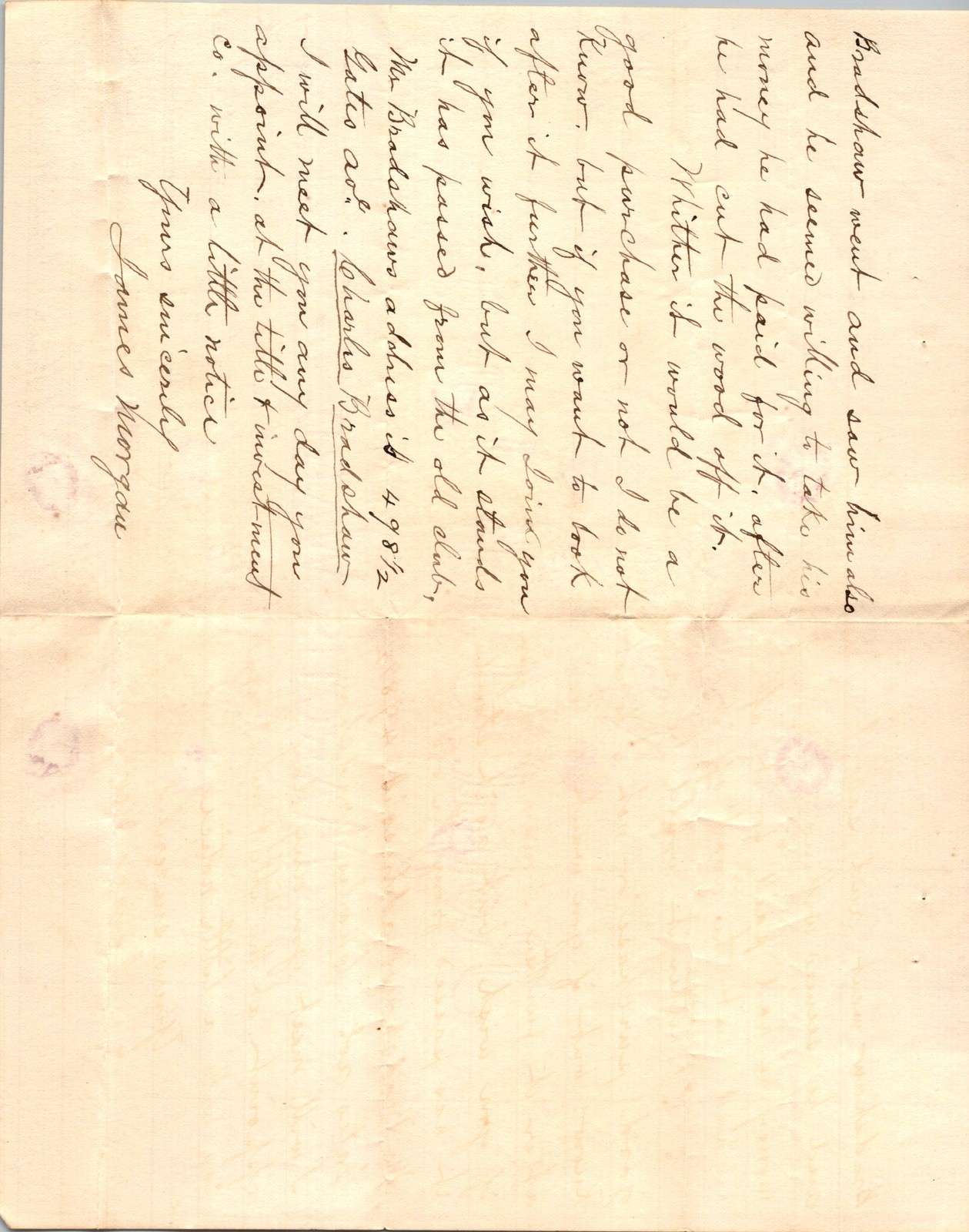 1900 Handwritten Letter Rabbit Warren Farm Tax Sale Timber James Morgan